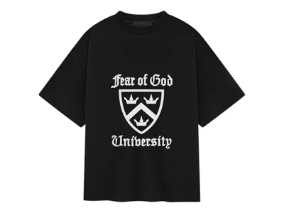 Pre-owned Fear Of God Essentials Kids Heavy Crewneck Sweatshirt Tee Shirt (fw24) In Black
