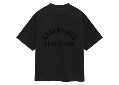 Pre-owned Fear Of God Essentials Kids Heavy Jersey Crewneck Sweat-shirt T-shirt In Jet Black