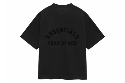Pre-owned Fear Of God Essentials Kids Heavy Jersey Crewneck T-shirt Jet Black