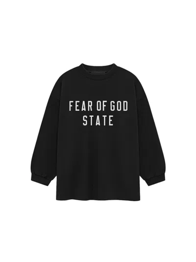 Pre-owned Fear Of God Essentials Kids Heavy Longsleeve Tee Shirt In Black
