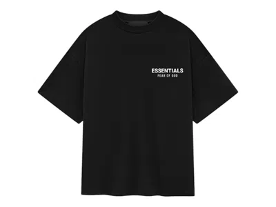 Pre-owned Fear Of God Essentials Kids Jersey Crewneck Sweatshirt Tee Shirt (fw24) In Black