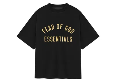Pre-owned Fear Of God Essentials Kids Jersey Crewneck Sweatshirt Tee Shirt In Black