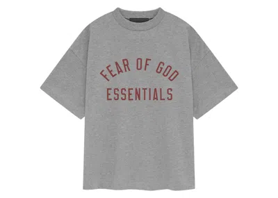 Pre-owned Fear Of God Essentials Kids Jersey Crewneck Sweatshirt Tee Shirt In Dark Heather