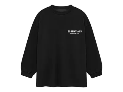 Pre-owned Fear Of God Essentials Kids Jersey Long Sleeve Tee Shirt (fw24) In Black