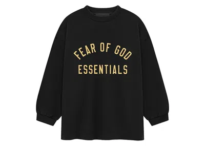 Pre-owned Fear Of God Essentials Kids Jersey Long Sleeve Tee Shirt In Black
