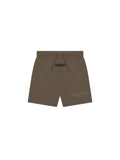 Pre-owned Fear Of God Essentials Kids Jersey Shorts In Wood