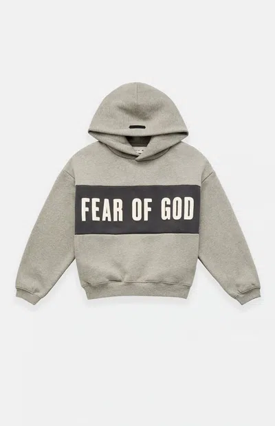 Fear Of God Essentials Kids Kids Paneled Cropped Relaxed Hoodie In Seal In Gray