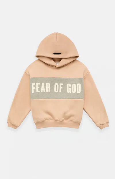 Fear Of God Essentials Kids Kids Paneled Cropped Relaxed Hoodie In Tan In Brown