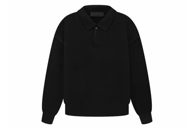 Pre-owned Fear Of God Essentials Kids Knit Polo Black