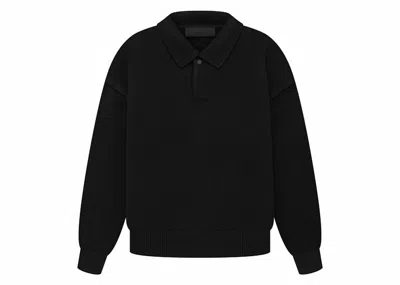 Pre-owned Fear Of God Essentials Kids Knit Polo Shirt In Black