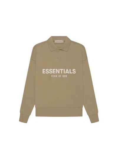 Pre-owned Fear Of God Essentials Kids Long Sleeve Polo Shirt In Oak