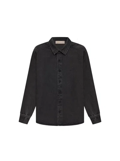 Pre-owned Fear Of God Essentials Kids Long Sleeve Shirt In Denim
