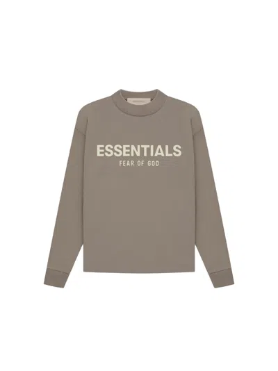 Pre-owned Fear Of God Essentials Kids Long Sleeve T-shirt In Desert Taupe