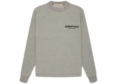 Pre-owned Fear Of God Essentials Kids Long Sleeve T-shirt (ss22) In Dark Oatmeal