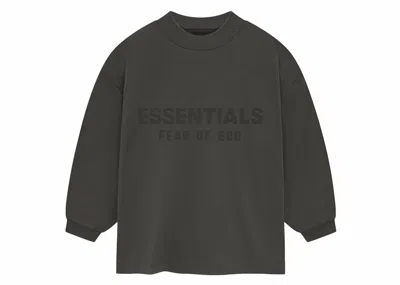 Pre-owned Fear Of God Essentials Kids Long Sleeve Tee Shirt In Ink