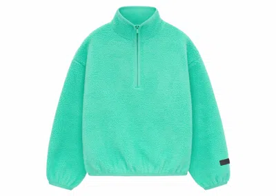 Pre-owned Fear Of God Essentials Kids Polar Fleece Half Zip Mockneck In Mint Leaf