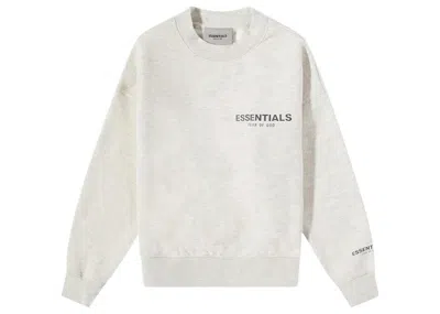 Pre-owned Fear Of God Essentials Kids Pullover Crewneck In Light Heather Oatmeal In Brown