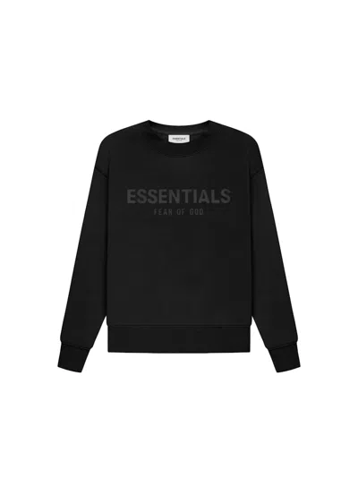 Pre-owned Fear Of God Essentials Kids Pullover Crewneck Sweatshirt In Black/stretch Limo