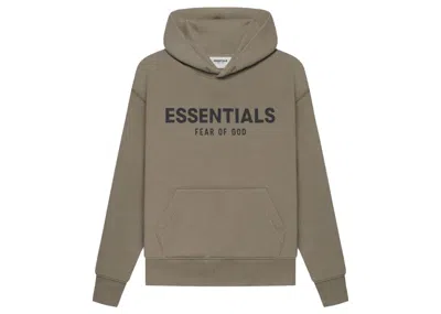 Pre-owned Fear Of God Essentials Kids Pullover Hoodie In Taupe