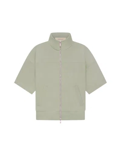 Pre-owned Fear Of God Essentials Kids Short Sleeve Full Zip Jacket In Seafoam