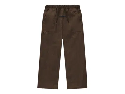 Pre-owned Fear Of God Essentials Kids Textured Nylon Tech Pants In Brown