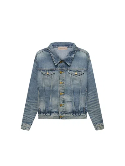 Pre-owned Fear Of God Essentials Kids Trucker Jacket In Indigo