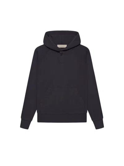 Pre-owned Fear Of God Essentials Kids Waffle Henley Hoodie In Iron