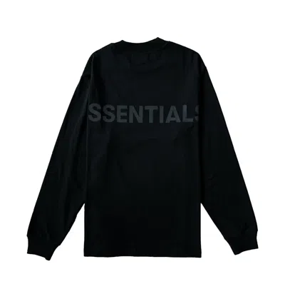 Pre-owned Fear Of God Essentials Logo Boxy Long Sleeve T-shirt In Black
