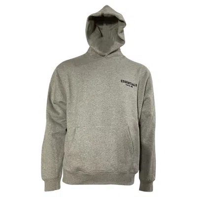 Fear Of God Essentials Logo Hoodie In Grey Cotton In Gray