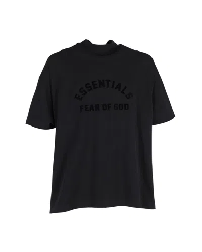 Fear Of God Essentials Logo Mock Neck T-shirt In Black Cotton