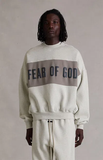 Fear Of God Essentials Men's Vanilla Paneled Cropped Relaxed Sweatshirt In White
