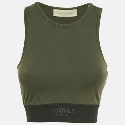 Fear Of God Essentials Military Green Cotton Knit Sport Tank Top