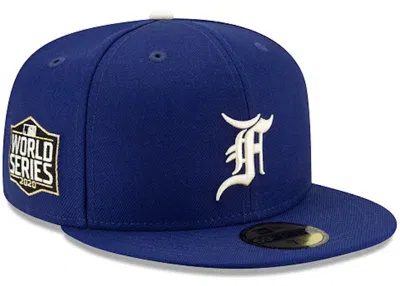 Pre-owned Fear Of God Essentials New Era 59fifty 2020 World Series Patch Fitted Hat (fw21) In Dark Royal
