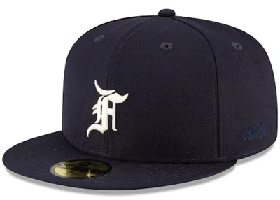 Pre-owned Fear Of God Essentials New Era 59fifty Fitted Hat (fw21) In Navy Blue