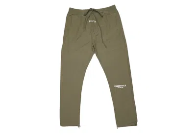 Pre-owned Fear Of God Essentials Nylon Track Pants In Olive
