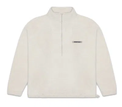 Pre-owned Fear Of God Essentials Polar Fleece Halfzip Sweaterheather/light Heather In Oatmeal/oatmeal Heather/light Heathe