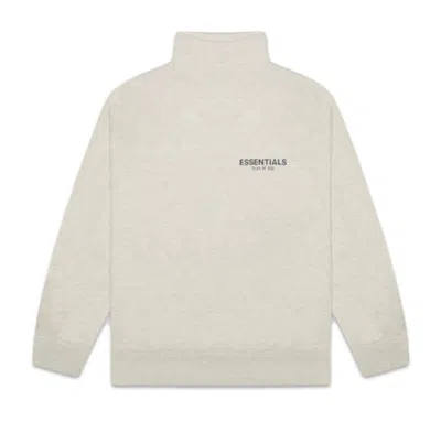 Pre-owned Fear Of God Essentials Pullover Mockneck Sweatshirtheather/light Heather In Oatmeal/oatmeal Heather/light Heathe