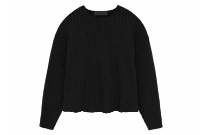 Pre-owned Fear Of God Essentials Raw Neck Sweater Jet Black