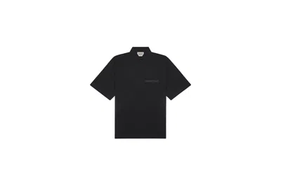 Pre-owned Fear Of God Essentials Short Sleeve Boxy Polo Shirt In Dark Slate/stretch Limo/black