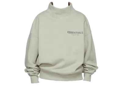 Pre-owned Fear Of God Essentials Ssense Exclusive Kids Mock Neck Sweatshirt In Concrete