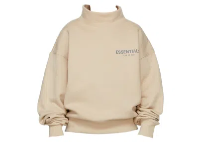 Pre-owned Fear Of God Essentials Ssense Exclusive Kids Mock Neck Sweatshirt In Linen