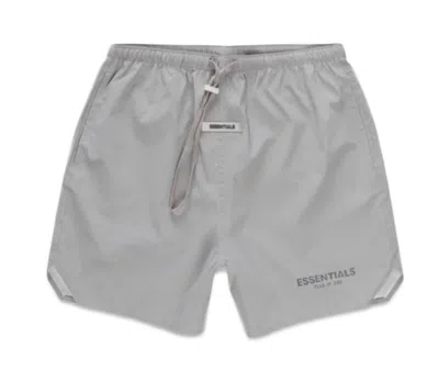 Pre-owned Fear Of God Essentials Volley Shorts In Silver Reflective