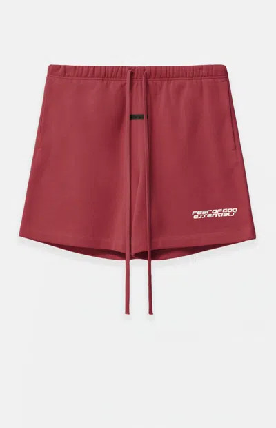 Fear Of God Essentials Women's Crimson Running Sweat Shorts In Burgundy