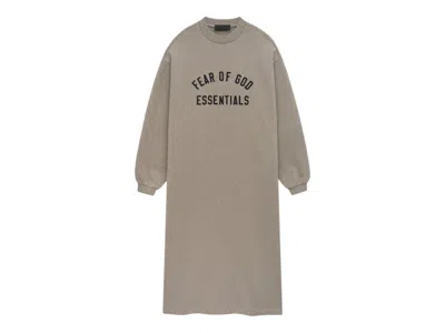 Pre-owned Fear Of God Essentials Women's Fleece Crewneck Dress In Heather Gray