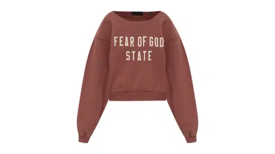 Pre-owned Fear Of God Essentials Women's Fleece Hoodie In Crimson In Red