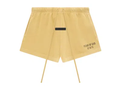 Pre-owned Fear Of God Essentials Women's Heavy Jersey Running Shorts In Amber