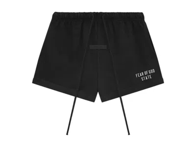 Pre-owned Fear Of God Essentials Women's Heavy Jersey Running Shorts In Black