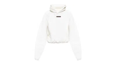 Pre-owned Fear Of God Essentials Women's Logo Plaque Hoodie In Cloud White