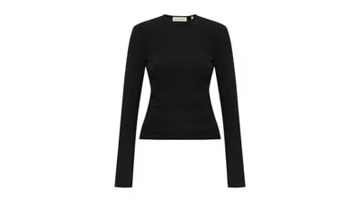 Pre-owned Fear Of God Essentials Women's Long Sleeve Logo T-shirt In Jet Black