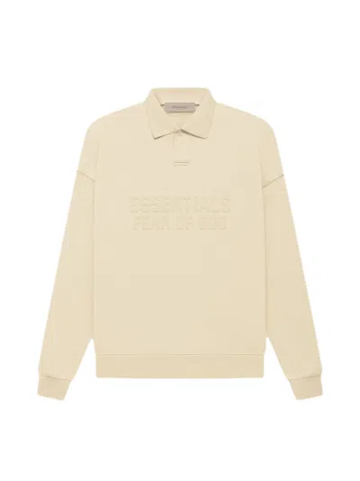Pre-owned Fear Of God Essentials Women's Long Sleeve Polo Shirt In Egg Shell
